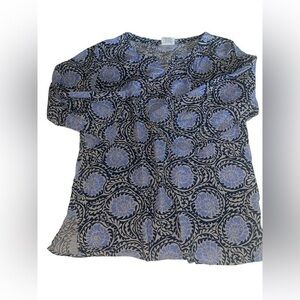 iCantoo Navy Blue Print 3/4 Sleeve Tunic Top XL